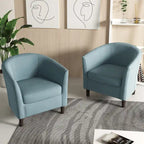 2er-Set moderne Leinen-Sessel im Fassdesign, Clubsessel