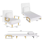 Divano letto pieghevole 3-in-1, poltrona trasformabile con schienale regolabile in 5 posizioni e cuscino, letto salvaspazio per soggiorno, camera da letto e ufficio (bianco)