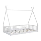 Letto a pavimento per bambini, letti a tenda singoli, letto Montessori a pavimento con doghe e sponde, struttura letto a casetta in legno per bambini e bambine