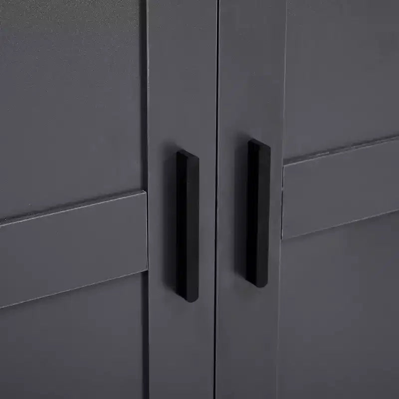 Despensa de cocina independiente de 77 pulgadas de alto, armario de almacenamiento estilo granja con estantes ajustables, estantes en las puertas, cajones y botelleros - ModernLuxe