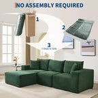 Sofá moderno 108, sofá tapizado de 3 plazas en forma de L con cojines, asiento profundo, no requiere montaje