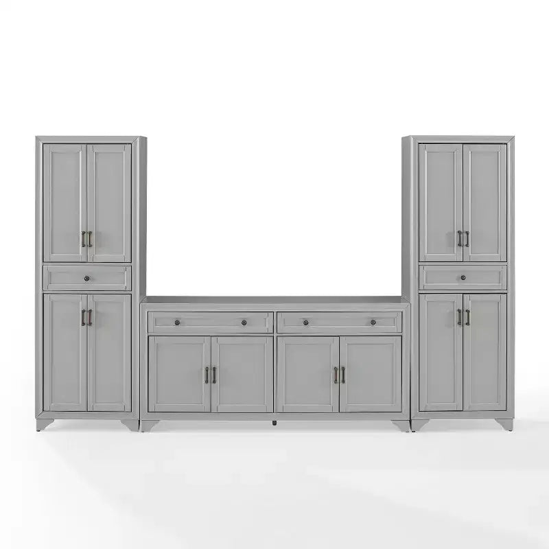 3-teiliges Tara-Sideboard- und Vorratsschrank-Set im Used-Look – Crosley