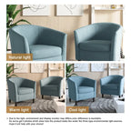 2er-Set moderne Leinen-Sessel im Fassdesign, Clubsessel