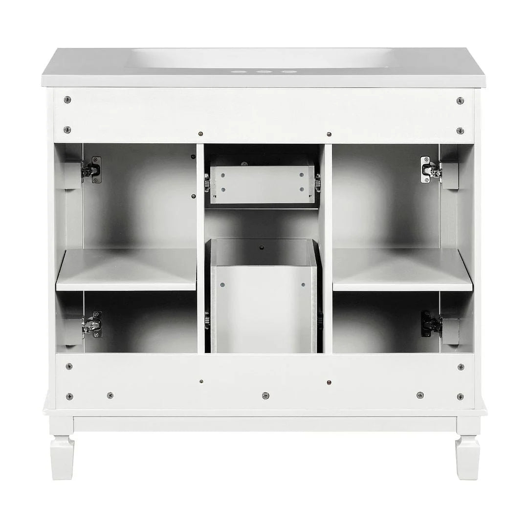 Meuble-lavabo moderne de salle de bains de 36 po avec vasque sur plan, armoire à miroir, 2 portes et 2 tiroirs