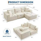 Sofá moderno 108, sofá tapizado de 3 plazas en forma de L con cojines, asiento profundo, no requiere montaje