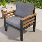 4-teiliges Gartensofaset für 5 Personen mit Couchtisch aus Massivholz und abnehmbaren Kissen