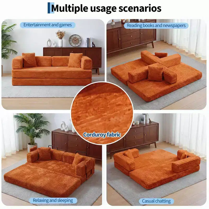 80.7 καναπές-κρεβάτι 5-σε-1 Convertible Sleeper - Κοτλέ, 1200 lbs, Χωρίς συναρμολόγηση