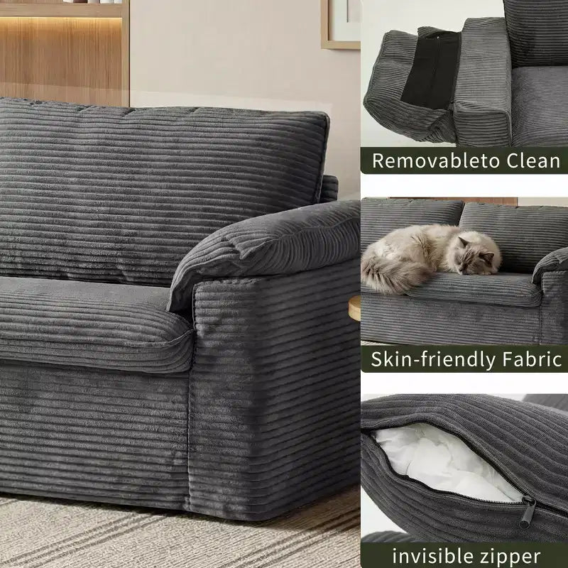 Dwuosobowa sofa Dyonery 86 Cloud, głębokie siedzisko, szerokie podłokietniki z poduszkami, solidna rama, przewiewna ergonomiczna konstrukcja