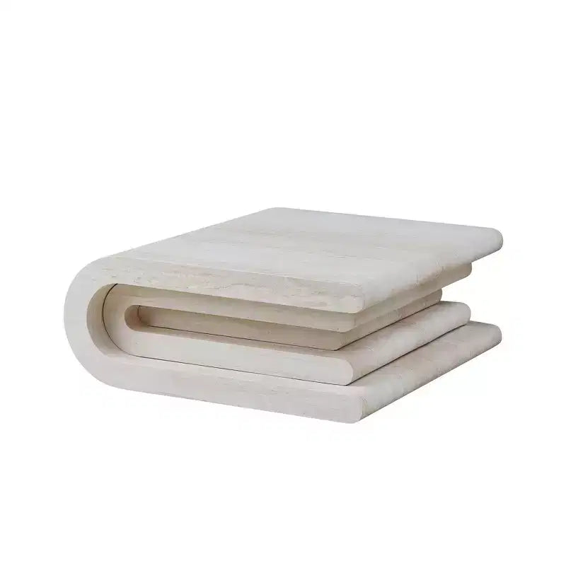 Mesa de centro moderna GDFStudio Laurine con diseño de travertino en capas