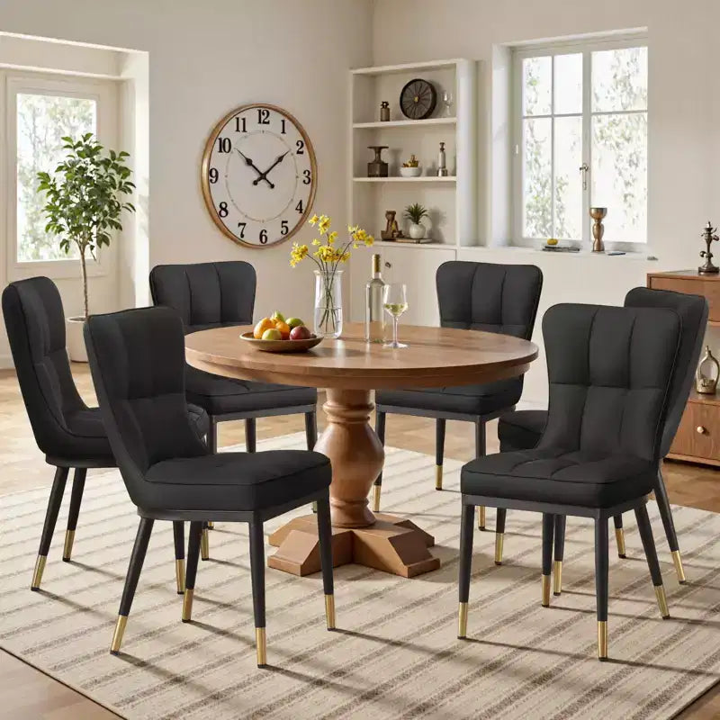 Set di 6 sedie da sala da pranzo Bekrvio, moderne, con seduta imbottita in finta pelle e schienale alto, gambe in metallo, senza braccioli, per cucina e soggiorno