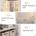 Armoire de rangement haute de 71 pouces AMERLIFE avec éclairage LED, grande bibliothèque avec portes en verre acrylique