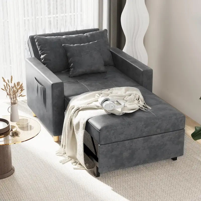 Poltrona letto regolabile, trasformabile 3-in-1, disponibile in più colori, per 1 persona