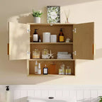 Pensile da bagno - mobiletto per medicinali con ante stile fienile e ripiano regolabile - pensile da 25 x 23,6 x 9 pollici