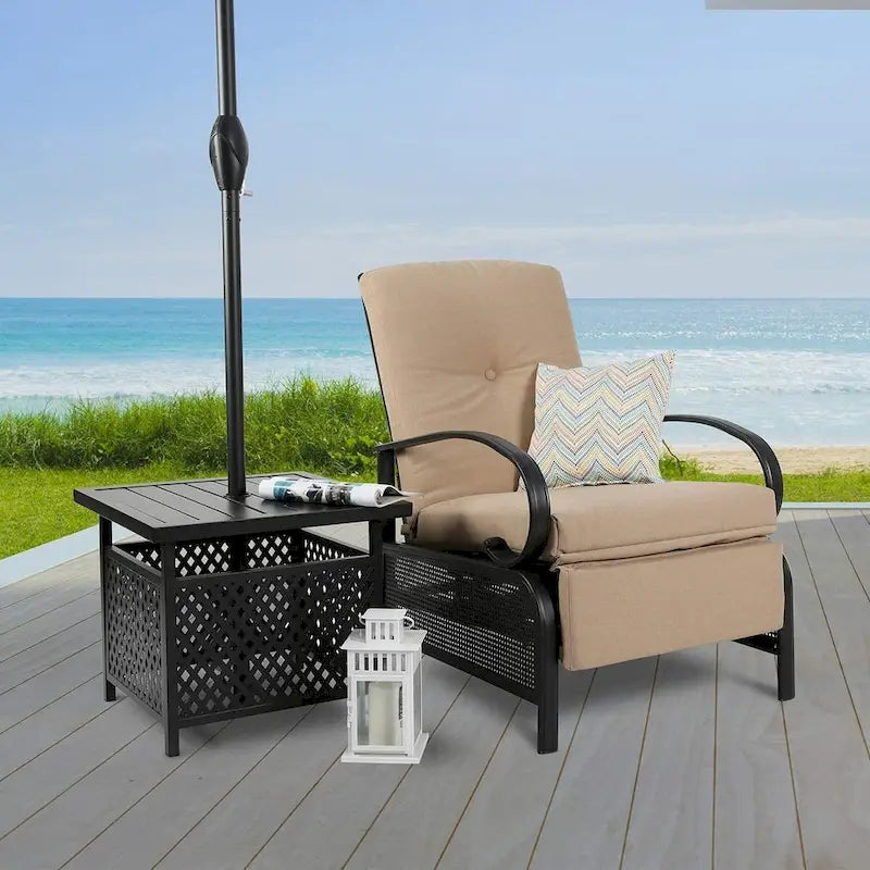 Verstellbarer Relaxsessel für die Terrasse, Lounge-Sofa mit Kissen - 38 (T) x 26.5 (B) x 38.5 (H) ZOLL