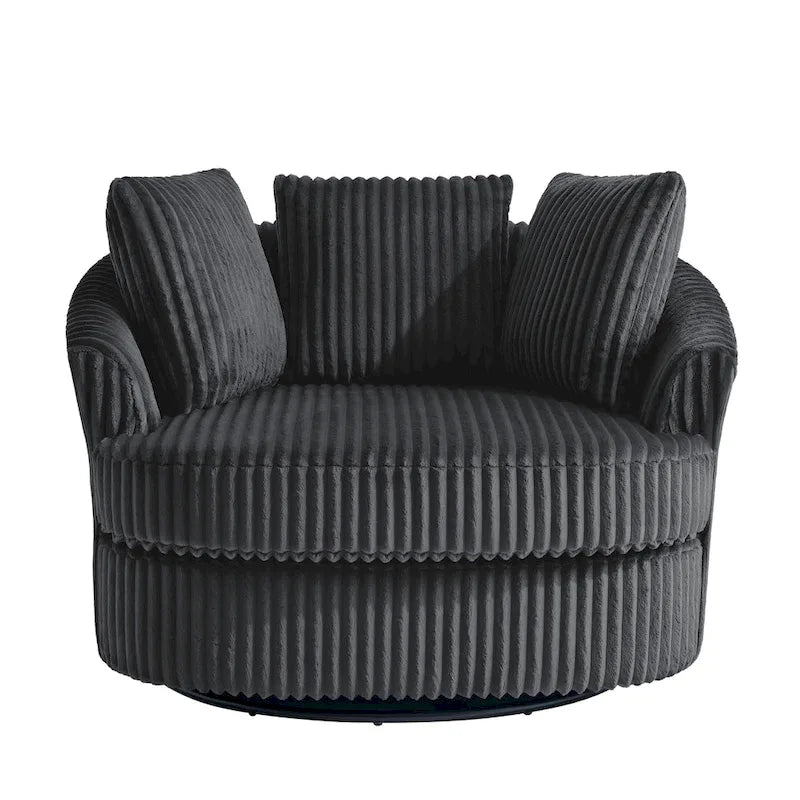 Set di 2 poltrone girevoli a conchiglia oversize da 43 W in morbido velluto a coste con cuscini