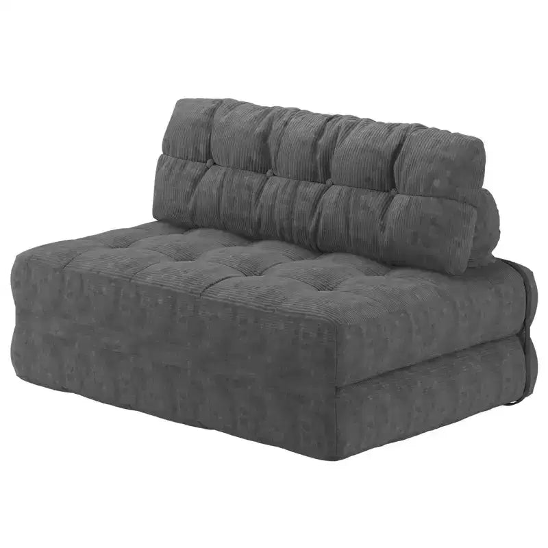 Zusammenklappbares Cord-Schlafsofa als Futon in Full-Größe, umwandelbarer Bodenschlafsessel mit Kissen und Rückenstütze