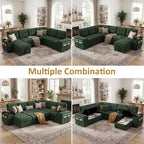 Divano componibile letto modulare Dyonery 112 con letto estraibile, divano componibile a U con contenitore, sedute extra larghe e profonde per il soggiorno