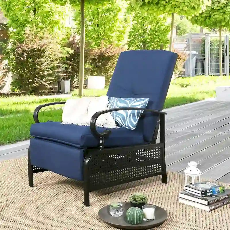 Verstellbarer Relaxsessel für die Terrasse, Lounge-Sofa mit Kissen - 38 (T) x 26.5 (B) x 38.5 (H) ZOLL