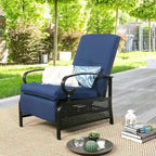 Verstellbarer Relaxsessel für die Terrasse, Lounge-Sofa mit Kissen - 38 (T) x 26.5 (B) x 38.5 (H) ZOLL
