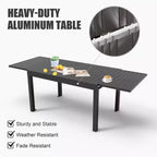 Okak aluminium eettafel voor patio, uitschuifbare tafel voor eetkamer en keuken