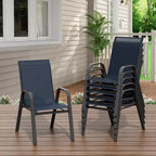 Sillas de patio, juego de 4/6 sillas de comedor apilables para exteriores, ligeras y resistentes a todo tipo de clima, de textileno, con reposabrazos, para jardín y zona de piscina