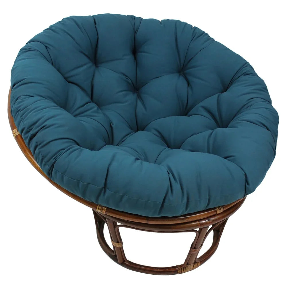 Poltrona Papasan Bali in rattan da 42 pollici con cuscino in twill