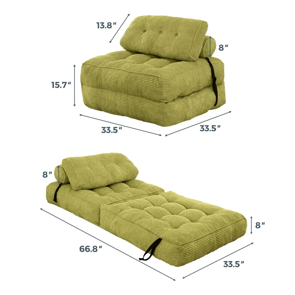 8 Cord-Sofa zum Zusammenklappen, Schlafsofa, Einzel