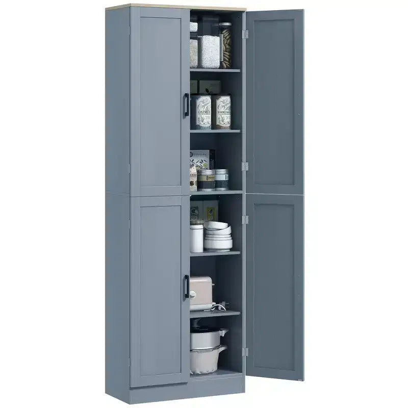 Dispensa da cucina indipendente HOMCOM 67, mobile contenitore a 4 ante con ripiani e ante regolabili