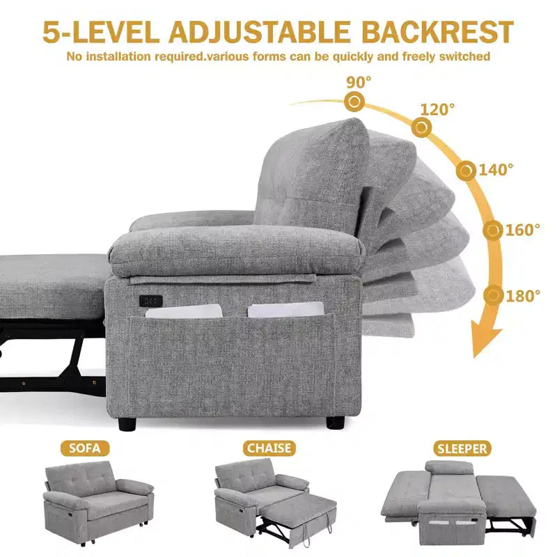 Sofá cama convertible 3 en 1 Dyonery, sofá cama extraíble con respaldo ajustable