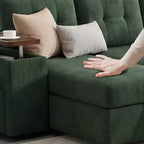 Divano componibile letto modulare Dyonery 112 con letto estraibile, divano componibile a U con contenitore, sedute extra larghe e profonde per il soggiorno
