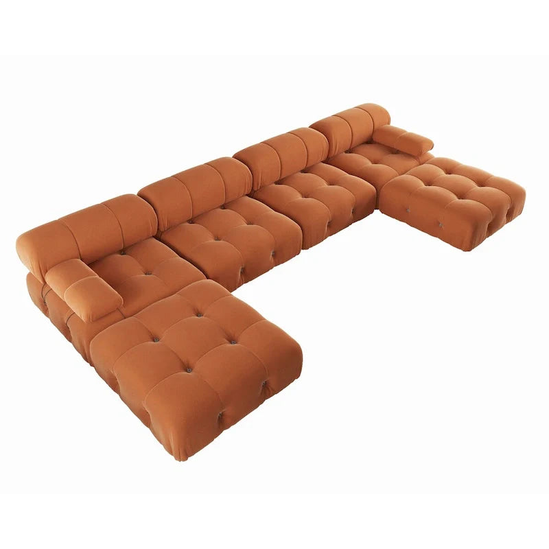 138' umbaubares modulares Ecksofa, U-förmige minimalistische Samtsofas