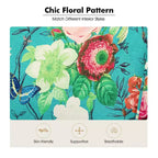 Araceli traditionele houten bloemenfauteuil met bekleding, hoge rugleuning en sierspijkerrand| ART OF LIVING DESIGNS