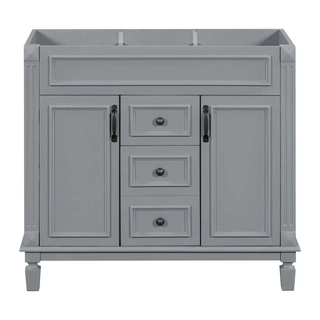 Meuble-lavabo moderne de salle de bains de 36 po avec vasque sur plan, armoire à miroir, 2 portes et 2 tiroirs