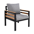 4-teiliges Gartensofaset für 5 Personen mit Couchtisch aus Massivholz und abnehmbaren Kissen