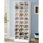 Meuble à chaussures haut pour 30 paires, étagère de rangement blanche en bois à 10 niveaux pour placard et entrée – 10 niveaux