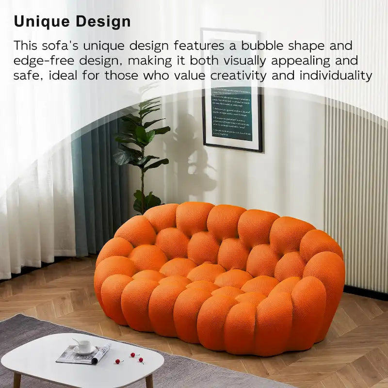 2-istuttava kuplamainen kaareva löhösohva, hunajakennokuvioinen 3D-kangaspäällinen, olohuoneeseen, salonkiin tai asuntoon
