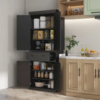 Dispensa da cucina da 72 pollici, mobile tradizionale indipendente con 4 ante e 3 ripiani regolabili, ampio cassetto centrale