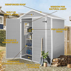 Cobertizo de almacenamiento exterior de plástico de resina resistente a todo tipo de clima, de 6 x 4 pies/6 x 8 pies/8 x 6 pies/8 x 10 pies, con suelo, cobertizo para herramientas Spire
