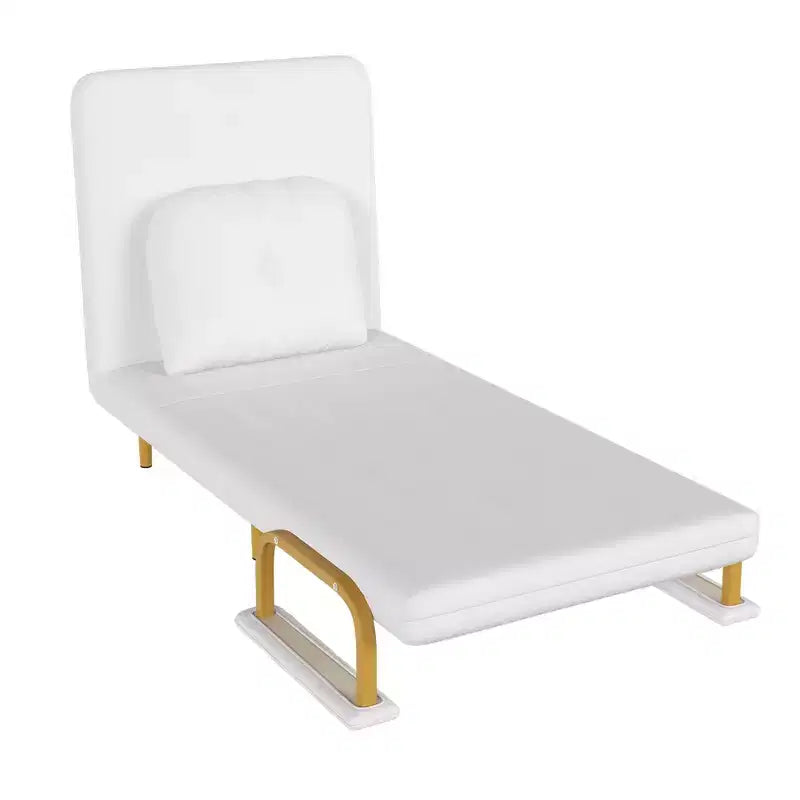 Zusammenklappbares Schlafsofa 3-in-1, umwandelbarer Sessel mit 5-fach verstellbarer Rückenlehne und Kissen, platzsparender Schlafsessel für Wohnzimmer, Schlafzimmer und Büro (Weiß)