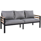 4-teiliges Gartensofaset für 5 Personen mit Couchtisch aus Massivholz und abnehmbaren Kissen