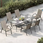 Sillas de patio, juego de 4/6 sillas de comedor apilables para exteriores, ligeras y resistentes a todo tipo de clima, de textileno, con reposabrazos, para jardín y zona de piscina