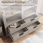 Libreria alta 72 con 4 cassetti, scaffale contenitore indipendente in stile rustico per camera da letto, soggiorno e ufficio domestico