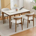 Juego de 4 sillas de comedor, sillas tapizadas modernas de mediados de siglo para el comedor, sillas de cocina estilo granja con asiento de tela acolchada y patas de madera, beige