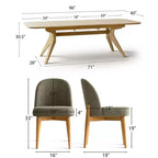 Set da pranzo composto da 9 pezzi per 8 persone, tavolo allungabile con base a cavalletto e sedie imbottite con gambe in legno massello-Panipeachy