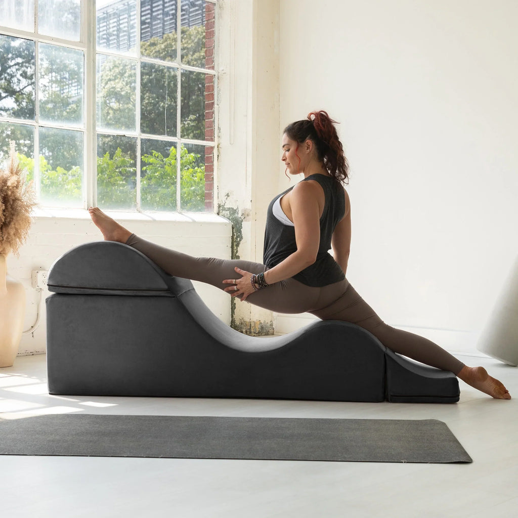 Chaise longue convertibile Avana Kami / poltrona per yoga e massaggi - pouf 2-in-1 con poltrona lounge da yoga ripiegabile estraibile nascosta, microvelluto - N/A