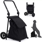 Carrello portapacchi pieghevole 2-in-1 Acekool con borsa impermeabile rimovibile, cuscino del sedile spesso e maniglia regolabile antiscivolo, nero