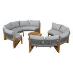 Conjunto de asientos para exterior para 6 personas con cojines y 1 mesa de centro