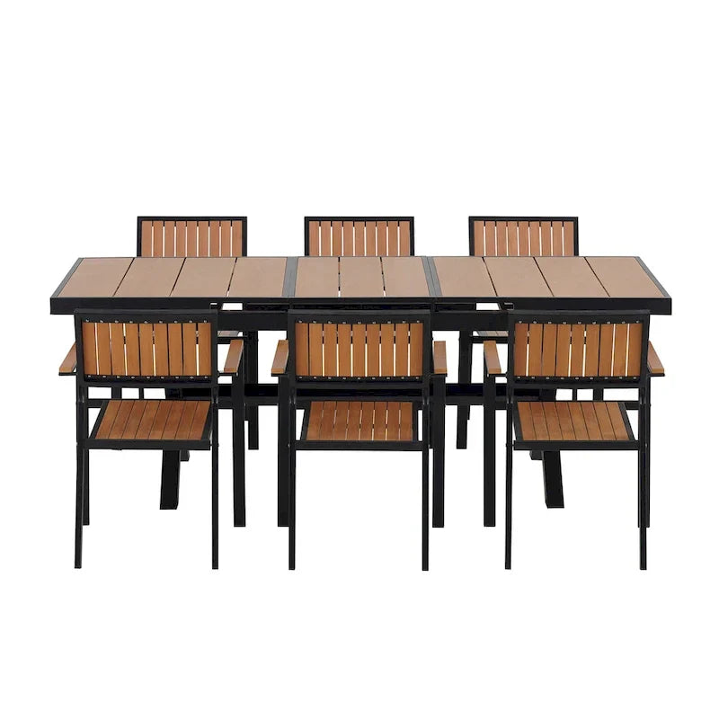 7-teiliges ausziehbares Esszimmer-Set mit ausziehbarem Tisch und 6 Armlehnstühlen
