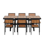 7-teiliges ausziehbares Esszimmer-Set mit ausziehbarem Tisch und 6 Armlehnstühlen