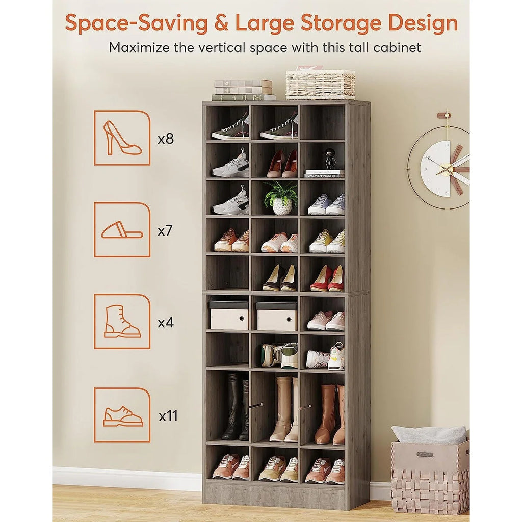 Meuble à chaussures haut pour 30 paires, étagère de rangement blanche en bois à 10 niveaux pour placard et entrée – 10 niveaux